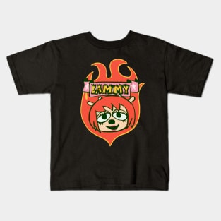 Mudwizard draws the firey red lammy crest-badge / um jammer lammy sheep girl Kids T-Shirt